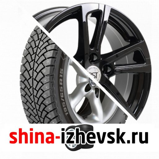 Колесо в сборе BF Goodrich G Force Stud 205/55 R16 Q 94 + RST R046 6.5xR16 5×112 ET46 DIA57.1 Черный глянцевый в Ижевске